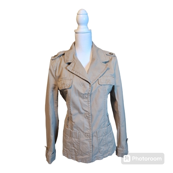 Ann Taylor Jackets & Blazers - Ann Taylor Brushed Khaki Cargo Summer Jacket Casual Blazer Size L